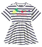 [Balmain Kids] Balmain Kids Striped cotton jersey dress Y 12 white