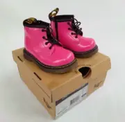 Dr Martens Brooklee B Pink Patent Leather Lace Up Boots - Stylish Baby Footwear
