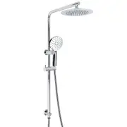 WELS Twin 9" Round Rainfall Shower Head 3 Modes Handheld Sliding Rail Mixer Taps