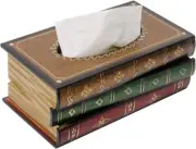 Crafted Classical Retro Wooden Antique Book Tissue Paper Box Cover Napkin Holder