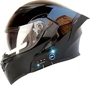 Bluetooth Motorcycle Helmet with Tail, Motocross Flip up Front Helmet Dual Anti-Fog Visors Modular Helmet DOT Approved Adult Men Women Full Face Helmet for Racing