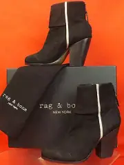 NIB RAG & BONE NEWBURY CLASSIC BLACK NUBUCK BACK ZIP ANKLE BOOTS 40 $495