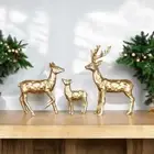 NEW West Elm Boho Geometric Gold Resin Holiday Christmas Reindeer Figures Set 3