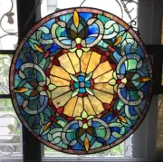 22" Round Stained Glass Window Hanging Panel Suncatcher
