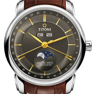 TITONI 瑞士梅花錶 94588S-ST-637 大師系列 MASTER_SER. 機械腕錶/晶炭灰面