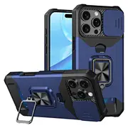 For iPhone 16 Pro Case, Camera Protection with Card Slot Cover, Blue