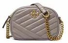 NWT TORY BURCH $358 KIRA CHEVRON CAMERA SHOULDER BAG IN GRAY HERON