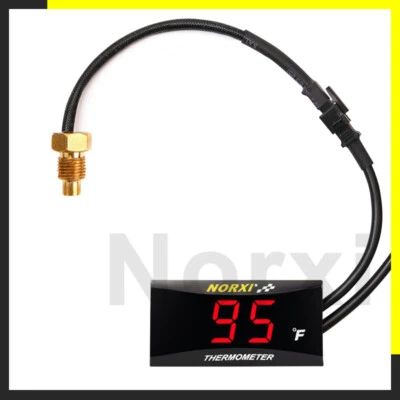 Motorcycle Water Temperature Gauge NORXI Thermometer °F Digital Sensor Meter RED