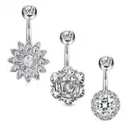 3Pcs Steel Opal Belly Ring Navel Nail Body Piercing Jewelry Set (Sil EOM