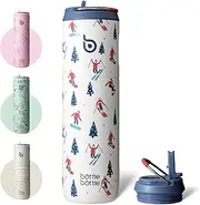Bottle Bottle Insulated Stainless Steel Water Bottle 750 ml with Straw, Lid & Handle - Leak-Proof, BPA-Free, Double Walled - Ideal Water Bottle for Sports, Travel & Fitness (Skiing)