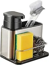 Yemiany Kitchen Sink Organiser, Sponge Holder for Kitchen Sink, Stainless Steel Organizer with Soap Dispenser and Storage Compartment for Kitchen Sinks or Bathroom Washing