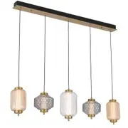 Telbix Lighting Torso 5-Light 22W LED Iron & Glass Bar Pendant Light