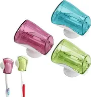 Toothbrush Cover with Suction Cup - Suction Cup Toothbrush Holder, Portable Toothbrush Clip Cover, 3 Pieces, Dustproof Toothbrush Protector, Toothbrush Cover, Bathroom Toothbrush Holder