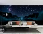 3D Mountain Star Sky Blue Light Self-adhesive Removeable Wallpaper Wall Mural