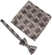 [DEARMAMY] Mens Bow Tie Pocket Square Set Polyester Handkerchief for Suit Men's Bow Tie Pocket Square Fashion Bowtie for Men Men's Suit Accessory