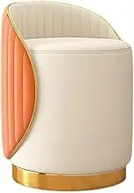Modern Round Backrest Low Stool with Artificial Leather Seat Cushion for Dressing Table and Manicure 37X42CM (Color: A)
