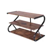 Matte Black Frame Rustic Wood 3-Tier Medium Shoe Rack Shelf Stand Storage Organizer