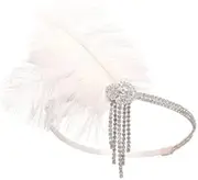 [LEEMASING] Women Lady Retro Feather Flapper Party Headband Accessory Fascinator For Wedding Tea Party