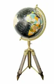 Nautical Authentic Retro World 12" Globe With Table Tripod Stand Modern Style