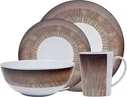 Leisurewize LWACC239 Melamine 16 Pcs Dinner Set - Plates, Bowls, Mugs, Side Plates Stone Effect, Heat Resistant, Dishwasher Safe