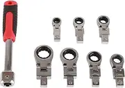 Ratchet Wrench Set, 8Pcs Ratcheting Wrenches with Flexible Head, Chrome Vanadiums Steel Ratchet Wrenches for Auto Repair, Home Maintenance