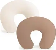Konssy 2 Pack Nursing Pillow Covers, Stretchy and Soft Nursing Cover for Breastfeeding, Pillow Slipcover for Baby Girls and Boys Newborn (Beige, Brown)