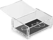 Huang Acrylic Clear Acrylic Catchall Box with Hinge Lid | 3.75"x 5" Small Multipurpose Storage Box for Keepsakes, Jewelry, Trinkets