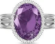 [Linawe] Birthstone Chunky Adjustable Rings for Women, Gold/Silver/Rose Gold Statement Rings, Imitation Diamond Fake Gemstone Crystal Cocktail Ring, Cubic Zirconia Costume Jewellery