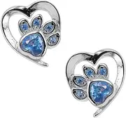 [IWOWHERO] 1 Pair Cat Claw Ear Studs S925 Silver Zircon Earrings for Women Blue Heart Design for Parties Daily Wear