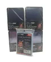 (100) Ultra Pro Black Border Topload Card Holder Toploader ACEO + Free Sleeves