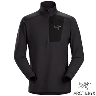 【ARCTERYX 始祖鳥】男 款 立領拉鍊彈性保暖長袖排汗衣 Rho LT 登山健行中層衣 T恤_黑_27589