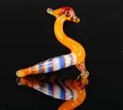 Orange Peacock Figurine, Mini Glass Murano Quality Lampworking Glass Figurine, H