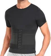 [HSQSMWJ] Men's Elastic Reducing T-Shirt Short Sleeve Shirt Sportswear Body Shaper for Fitness Exercise Gym
