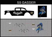 Hot Wheels(1/64),55 Gasser"Batman1" Waterslide,Printed White First,Decals