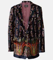 [Etro] Etro Paisley single-breasted velvet blazer AU 14 blue