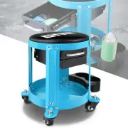 300LBS Round Roller Foam-Padded Tool Seat Creeper Workshop Stool Garage Blue