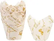 HOLIDYOYO 50pcs Cupcake Holders Liners Food Grade Oil Paper Baking Cups Decorative Muffin Wrappers for Parties Birthdays and Special Occasions Easy to Use and Secure for All Your Baking