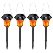 4PCS LED Solar Lamp Outdoor Flame Torch Buried Lights for Yard