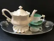 NEW GRACE'S TEAWARE VICTORIAN OFF WHITE PORCELAIN TEAPOT ~ Approximate 3 Cups