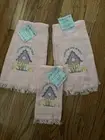 NWT Set of 3 Sonoma Spring Easter Pink Hand & Fingertip Towels Embroidered NEW