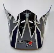 NEW OLD STOCK RST MOTOCROSS MX HELMET PEAK/VISOR BLUE/GREY GLOSS