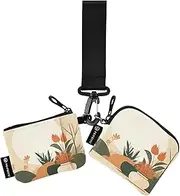 [XYMZR] Garden Flower Boho Mini Zip Around Wristlet keychain Wallet for Women Personalized Pattern Detachable Dual Pouch Wristlet Portable Wallet Phone Coin Purse, Multi-colored, One Size