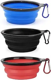 LIUSM 3 Pack Collapsible Pet Bowl, Food Grade Silicone Foldable Expandable Cup Dish for Pet Dog Cat Food Water Feeding Portable Travel Bowl with Free Carabiner