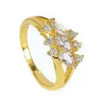 鑽石之眼 閃亮水鑽黃金戒指 鍍24K金 白色鑽戒 仿金戒/防退色 韓系飾品 艾豆 H4357