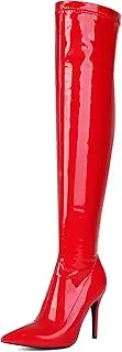 [Feinlina] Women's Black Over The Knee Boots Sexy Pointed Toe Patent Leather Thigh High Boots