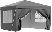 Instahut Gazebo, 3x3m, Pop Up Marquee, Folding Tent, Wedding Gazebos, Camping, Outdoor Shade, Canopy, Gray
