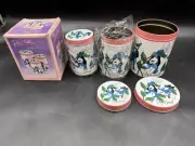 Petal Pets Vintage Dog WOOD Collection 3 Piece Canister Set New