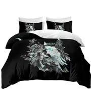 Cool Black and White Floral Turquoise Bull Skull Quilt Cover