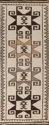 Hand-Knotted Beige Wool Natural Dye Plush Anatolian Turkish Runner Rug 4x11 Ft