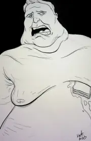 THE BLOB X-Men Original MATT HEBB SIGNED Hand Inked Comic Art MARVEL COMICS